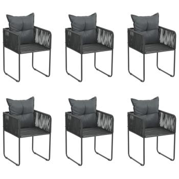 ARDEBO.de - Gartenstühle 6 Stk. mit Kissen Poly Rattan Schwarz