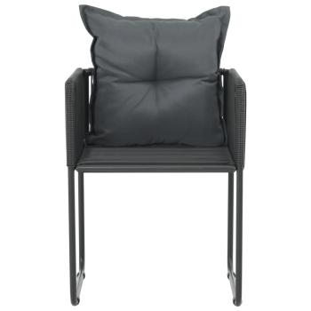 Gartenstühle 6 Stk. mit Kissen Poly Rattan Schwarz