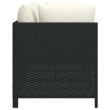 4-Sitzer-Gartensofa mit Auflagen Schwarz Poly Rattan