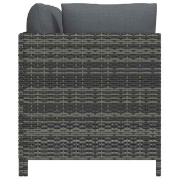 3-Sitzer-Gartensofa mit Kissen Grau Poly Rattan