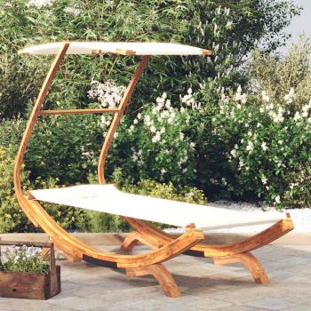 ARDEBO.de - Sonnenliege mit Dach 100x190x134 cm Bugholz Massiv Creme