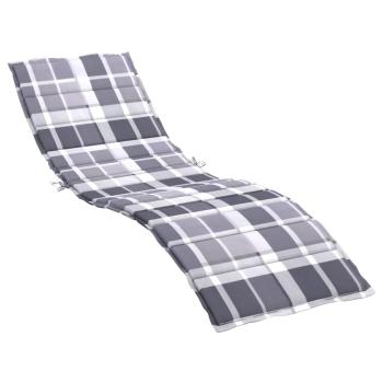 Sonnenliegen-Auflage Grau Karomuster 200x60x3 cm Oxford-Gewebe