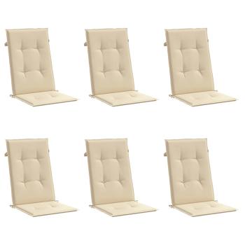 Gartenstuhlauflagen für Hochlehner 6Stk. Beige 120x50x3cm Stoff