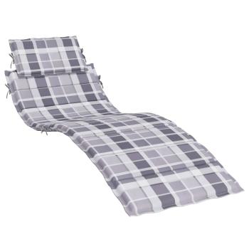 Sonnenliegen-Auflage Grau Karomuster 186x58x4 cm Oxford-Gewebe