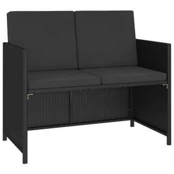 6-tlg. Garten-Essgruppe mit Auflagen Poly Rattan Schwarz