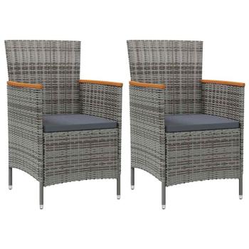 ARDEBO.de - Garten-Essstühle 2 Stk. Poly Rattan Grau