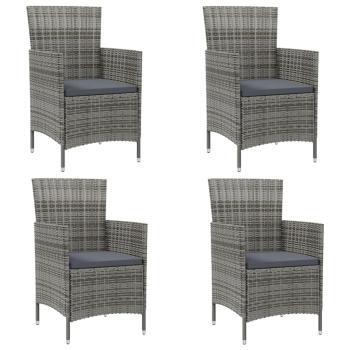 ARDEBO.de - Gartenstühle mit Kissen 4 Stk. Poly Rattan Grau
