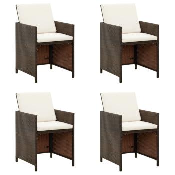 ARDEBO.de - Gartenstühle mit Kissen 4 Stk. Poly Rattan Braun