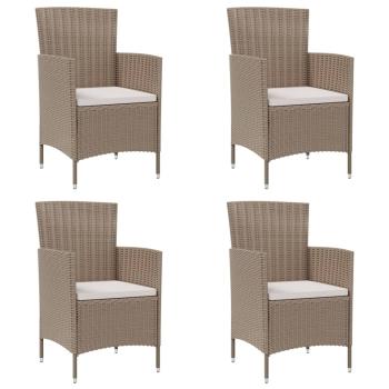 ARDEBO.de - Gartenstühle mit Kissen 4 Stk. Poly Rattan Beige