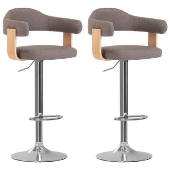 ARDEBO.de - 2 Stk. Barhocker Bugholz und Stoff Taupe