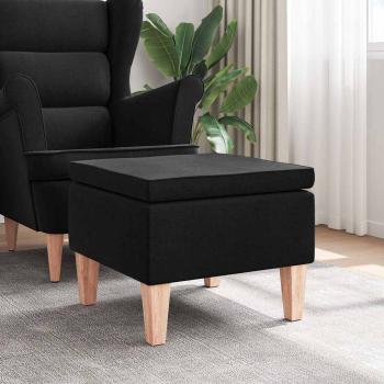 ARDEBO.de - Hocker mit Holzbeinen Schwarz Stoff