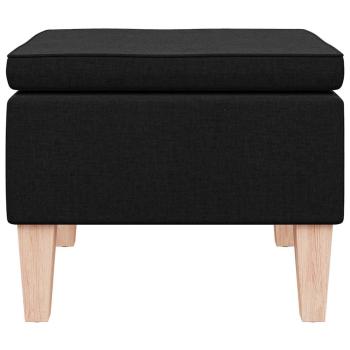 Hocker mit Holzbeinen Schwarz Stoff