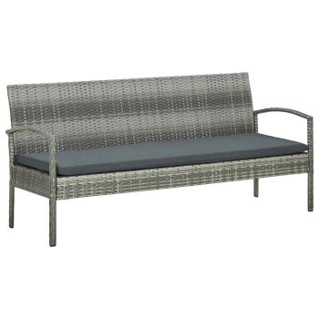 ARDEBO.de - Gartensofa 3-Sitzer mit Kissen Grau Poly Rattan