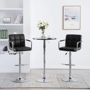ARDEBO.de - Barhocker 2 Stk. Schwarz Kunstleder