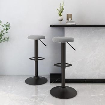 ARDEBO.de - Barhocker 2 Stk. Hellgrau Samt