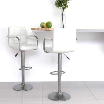 ARDEBO.de - Barhocker 2 Stk. Weiß Kunstleder