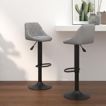 ARDEBO.de - Barhocker 2 Stk. Hellgrau Samt
