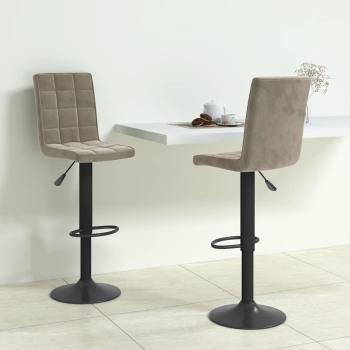 ARDEBO.de - Barhocker 2 Stk. Hellgrau Samt