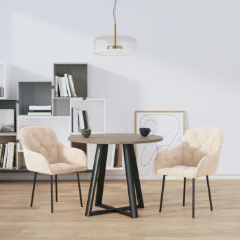 ARDEBO.de - Esszimmerstühle 2 Stk. Creme Samt
