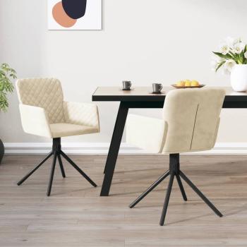 ARDEBO.de - Esszimmerstühle 2 Stk. Drehbar Creme Samt