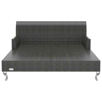 2-Personen-Sonnenliege mit Auflagen Poly Rattan Schwarz
