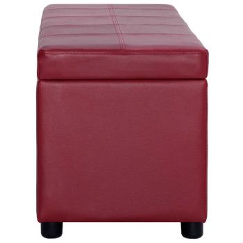 Bank mit Staufach 116 cm Weinrot Kunstleder