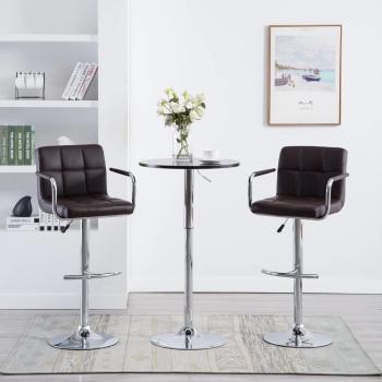 ARDEBO.de - Barhocker 2 Stk. Braun Kunstleder