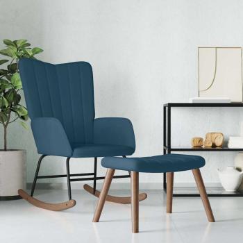 ARDEBO.de - Schaukelstuhl mit Hocker Samt Blau