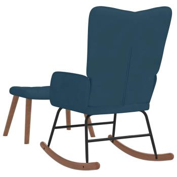 Schaukelstuhl mit Hocker Samt Blau