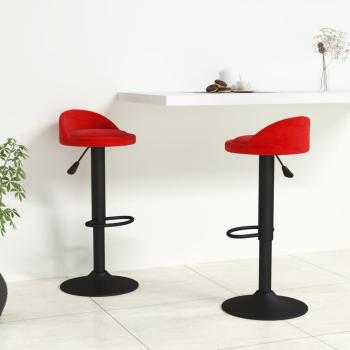 ARDEBO.de - Barhocker 2 Stk. Weinrot Samt