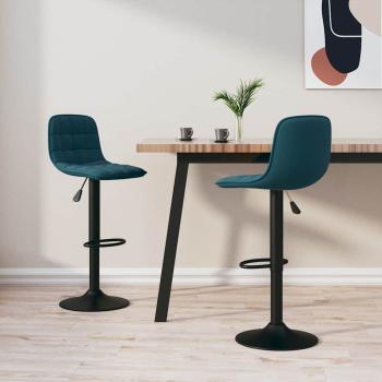 ARDEBO.de - Barhocker 2 Stk. Blau Samt