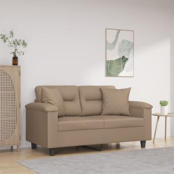 ARDEBO.de - 2-Sitzer-Sofa mit Zierkissen Cappuccino 120 cm Kunstleder