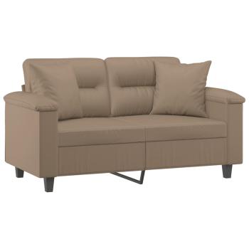 2-Sitzer-Sofa mit Zierkissen Cappuccino 120 cm Kunstleder