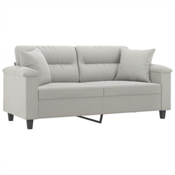 2-Sitzer-Sofa mit Kissen Hellgrau 140 cm Mikrofasergewebe