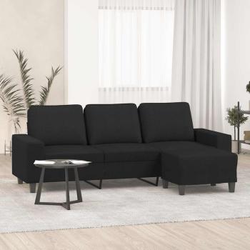 ARDEBO.de - 3-Sitzer-Sofa mit Hocker Schwarz 180 cm Stoff