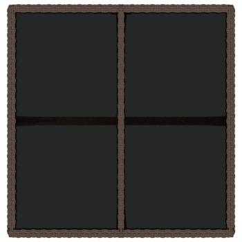 Gartentisch Braun 109x107x74 cm Poly Rattan und Glas