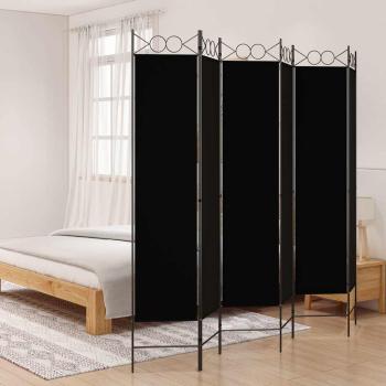 ARDEBO.de - 6-tlg. Paravent Schwarz 240x200 cm Stoff
