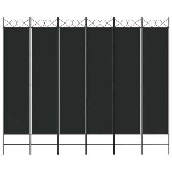 6-tlg. Paravent Schwarz 240x200 cm Stoff