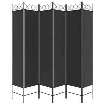 6-tlg. Paravent Schwarz 240x200 cm Stoff