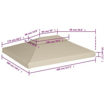 Pavillon-Dachplane Ersatzdach 310 g/m² Beige 3×4 m