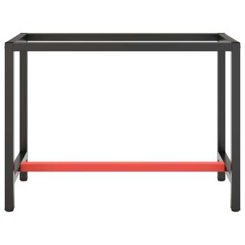 Werkbankgestell Mattschwarz und Mattrot 110x50x79 cm Metall