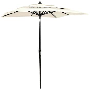 ARDEBO.de - Sonnenschirm mit Aluminium-Mast 3-lagig Sandfarben 2x2 m