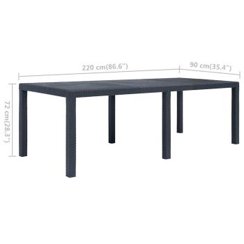 Gartentisch Anthrazit 220x90x72 cm Kunststoff Rattan-Optik