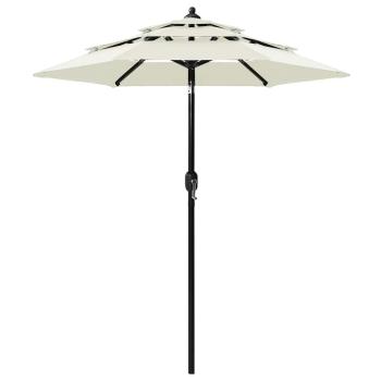 ARDEBO.de - Sonnenschirm mit Aluminium-Mast 3-lagig Sandfarbe 2 m