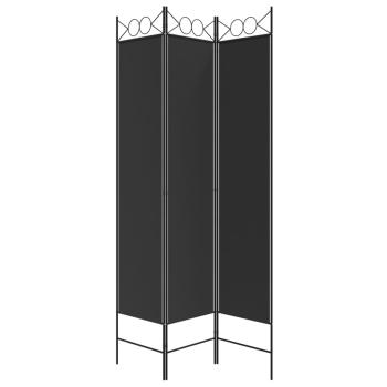 3-tlg. Paravent Schwarz 120x200 cm Stoff
