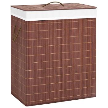 ARDEBO.de - Bambus-Wäschekorb mit 2 Fächern Braun 100 L