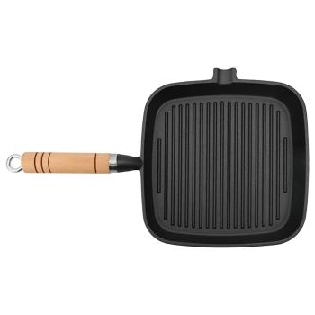 Grillpfanne mit Holzgriff Gusseisen 20 x 20 cm