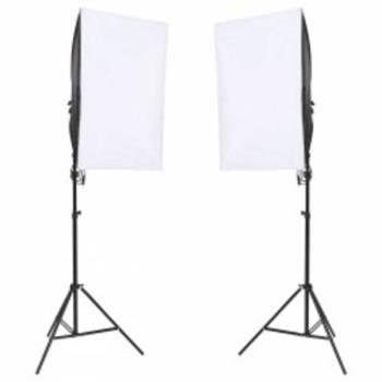 Fotostudio-Set mit Beleuchtung, Hintergrund und Reflektor