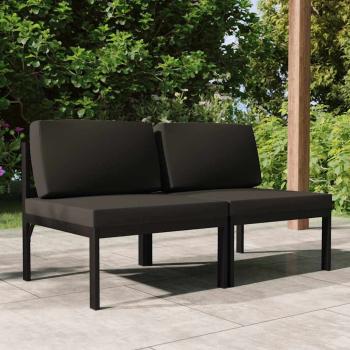 ARDEBO.de - Gartensofa 2-Sitzer mit Kissen Aluminium Anthrazit