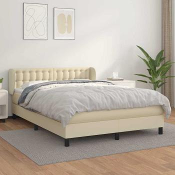ARDEBO.de - Boxspringbett mit Matratze Creme 140x200 cm Kunstleder